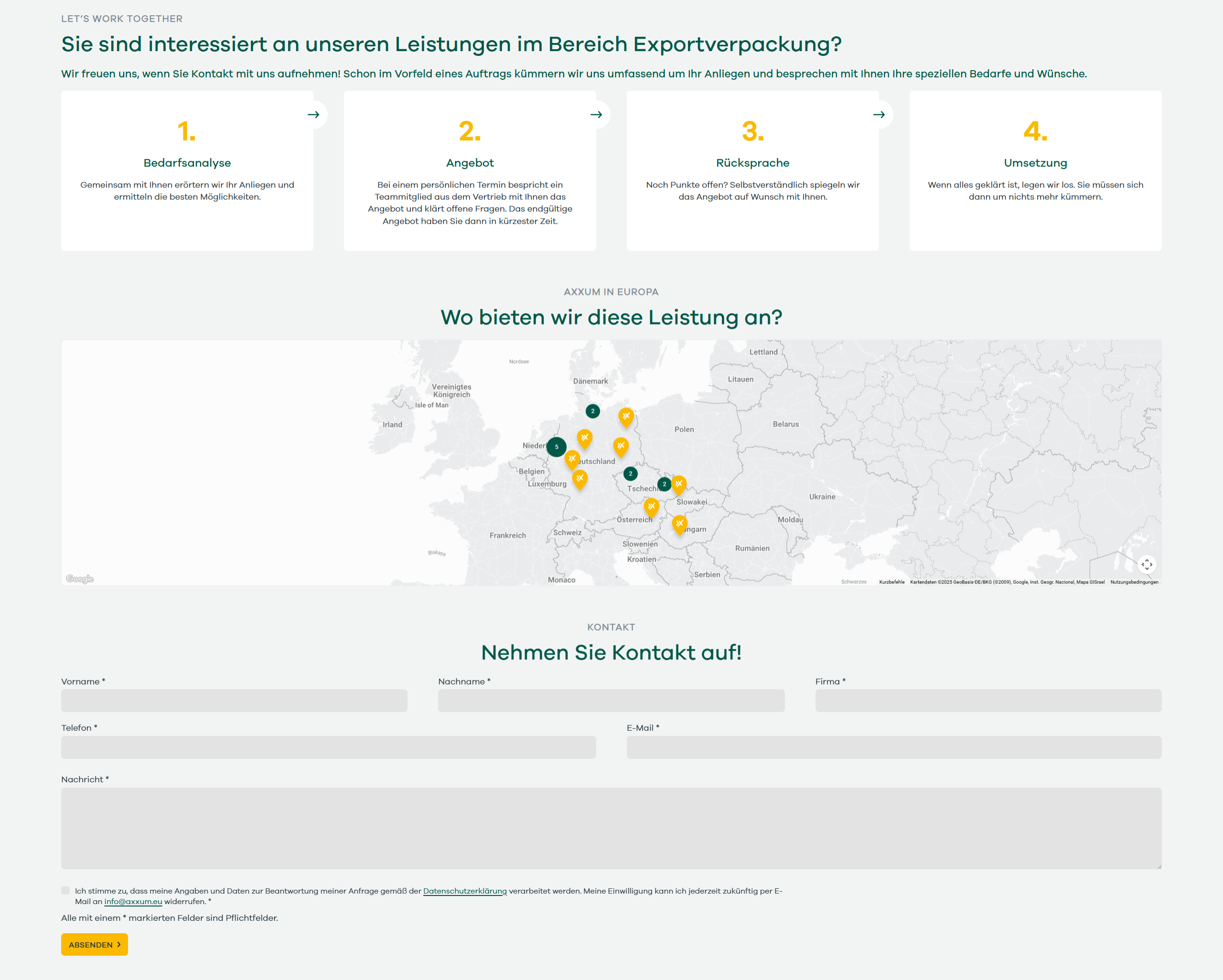 Screenshot von der AXXUM Webseite
