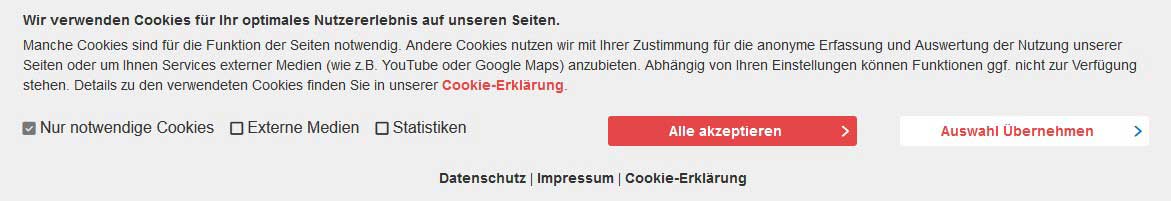 Beispiel für die Verwendung unseres Cookie-Banners.