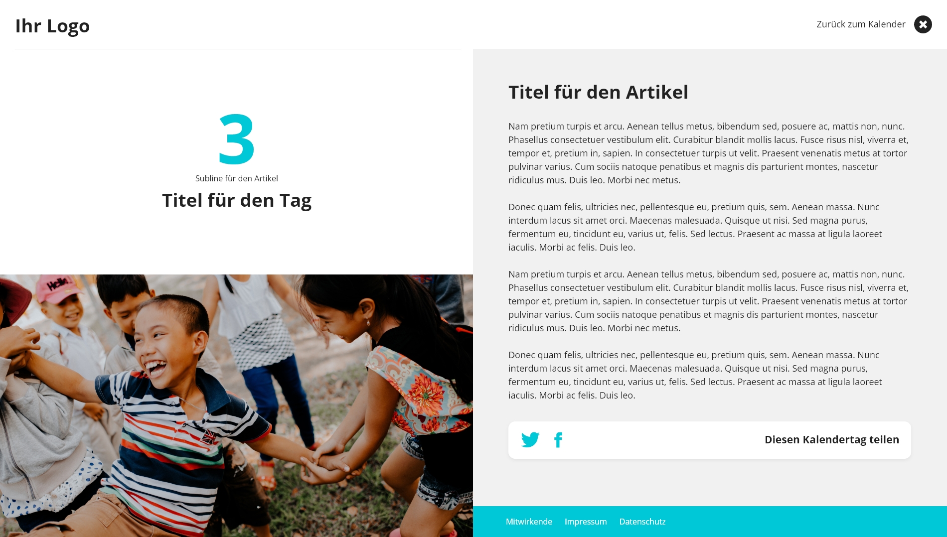 Screenshot von einer Detailseite von einem individueller digitalen Adventskalender