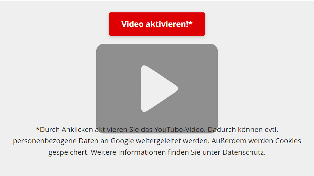 chocfair cookie - Individueller Cookiebanner für Webseiten: Screenshot blockiertes YouTube-Video