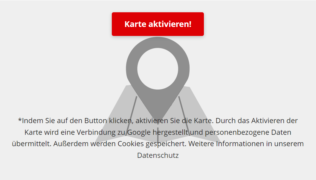 chocfair cookie - Individueller Cookiebanner für Webseiten: Screenshot blockierte Google Map