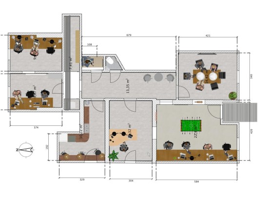 Shared Office in Hamburg: Bürogrundriss