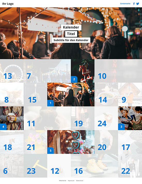 chocfair cal - Digitaler Adventskalender - Beispiel Design Screenshot Weiß