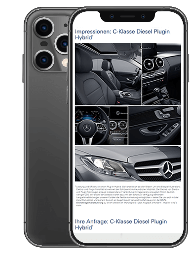 Smartphone-Bildschirm zeigt Bildauschnitte eines Autos