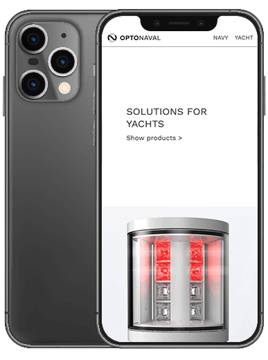 Smartphone-Bildschirm zeigt Bildauschnitt der Optonaval Website