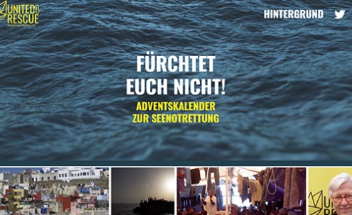Desktop-Screenshot Webdesign für United4Rescue Online Adventskalender 2020 von SCHOKOLADENSEITE.net