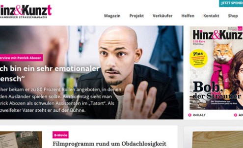 Desktop-Screenshot Webdesign für Hinz&Kunzt von SCHOKOLADENSEITE.net