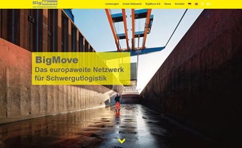 Desktop-Screenshot Wordpress Webseite für BigMove von SCHOKOLADENSEITE.net