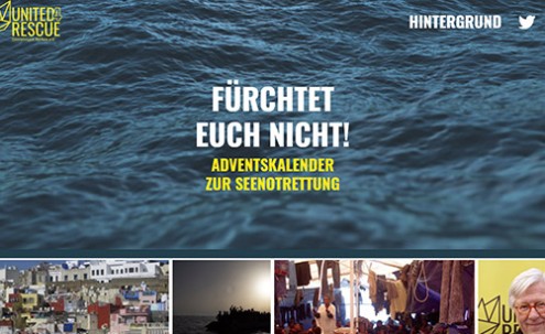 Desktop-Screenshot Webdesign für United4Rescue Online Adventskalender 2020 von SCHOKOLADENSEITE.net