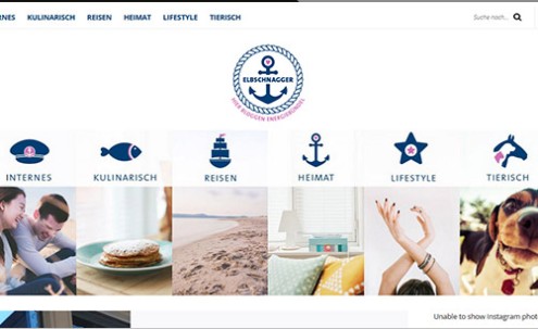Desktop-Screenshot Webdesign für Elbschnagger Blog von SCHOKOLADENSEITE.net