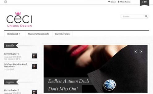 Desktop-Screenshot Webshop für CECI von SCHOKOLADENSEITE.net