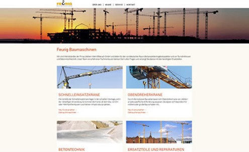 Desktop-Screenshot Webdesign für Feurig Baumaschinen von SCHOKOLADENSEITE.net