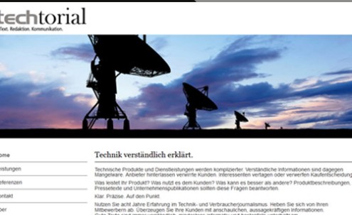 Desktop-Screenshot Webdesign für Techtorial von SCHOKOLADENSEITE.net