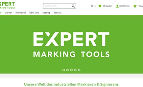 Desktop-Screenshot Webshop für expert marking von SCHOKOLADENSEITE.net