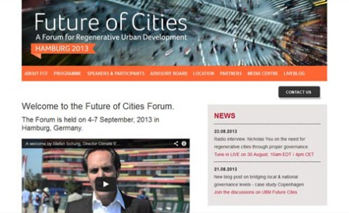 Desktop-Screenshot Wordpress Webseite für Future of Citites von SCHOKOLADENSEITE.net