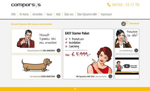 Desktop-Screenshot Webshop für comporsys von SCHOKOLADENSEITE.net