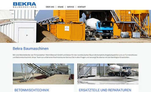 Desktop-Screenshot Webdesign für BEKRA Baumaschinen von SCHOKOLADENSEITE.net