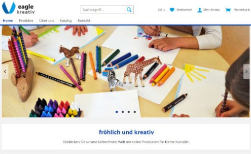 Desktop-Screenshot Webshop für Eagle Kreativ von SCHOKOLADENSEITE.net