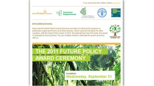 Desktop Newsletter-Screenshot für World Future Council von SCHOKOLADENSEITE.net