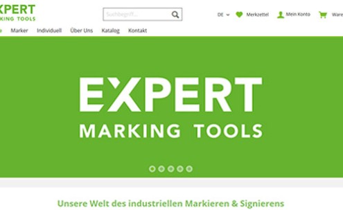 Desktop-Screenshot Webshop für expert marking von SCHOKOLADENSEITE.net