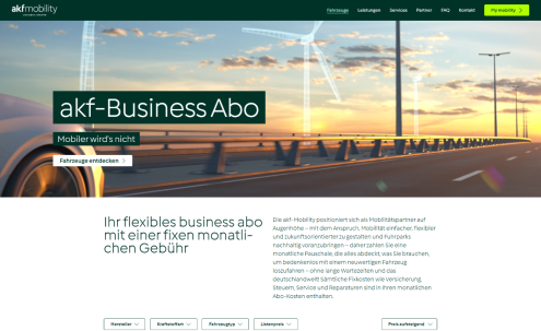 Screenshot von der Businessabo-Seite von akf Servicelease