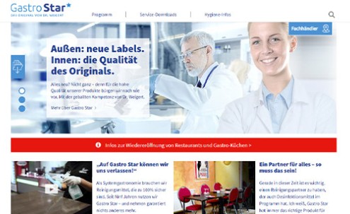 Desktop-Screenshot Webdesign für Gastro Star von SCHOKOLADENSEITE.net