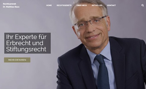 Desktop-Screenshot Webdesign für Rechtsanwalt Baus von SCHOKOLADENSEITE.net