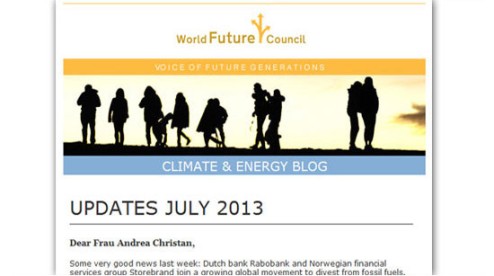 Desktop Newsletter-Screenshot für World Future Council von SCHOKOLADENSEITE.net