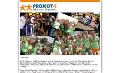 Desktop Newsletter-Screenshot für Project-E von SCHOKOLADENSEITE.net