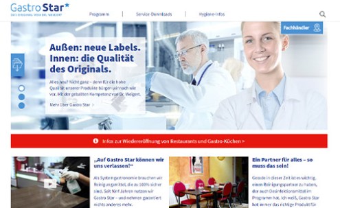 Desktop-Screenshot Webdesign für Gastro Star von SCHOKOLADENSEITE.net