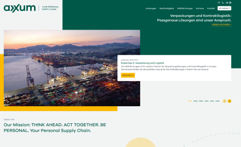 Screenshot Startseite von AXXUM