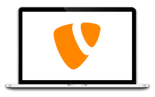 Laptop mit einem Typo3 Logo