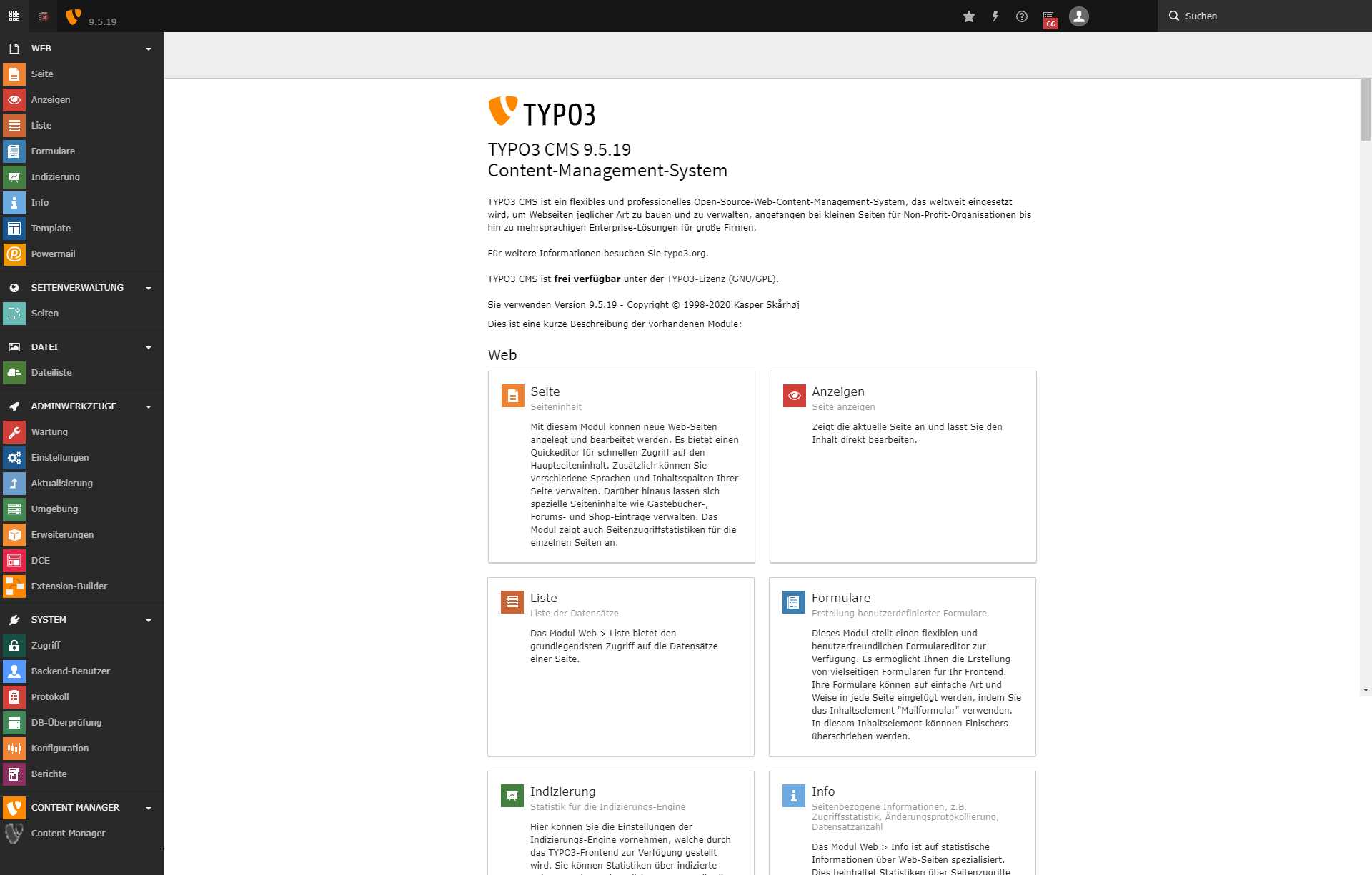 Abbildung eines Typo3 Backends